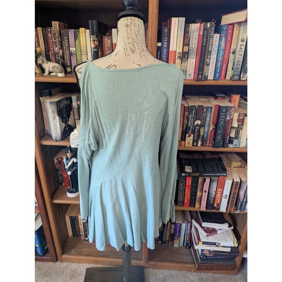 Free People Cold Shoulder Tunic Mini Dress Women's Small Mint Green Rayon - Picture 4 of 8